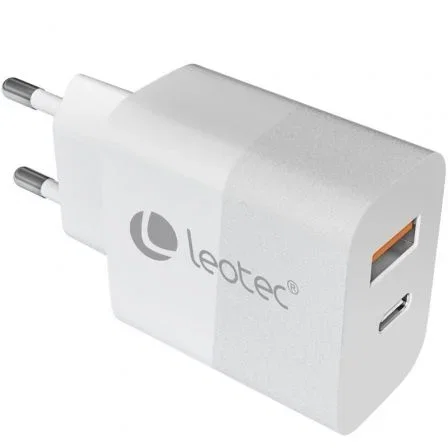 Leotec Cargador de Pared 20W USB-C PD + USB-A Blanco LECSPH20W2W2 Leotec Cargador de Pared 20W USB-C PD + USB-A Blanco LECSPH20W2W2